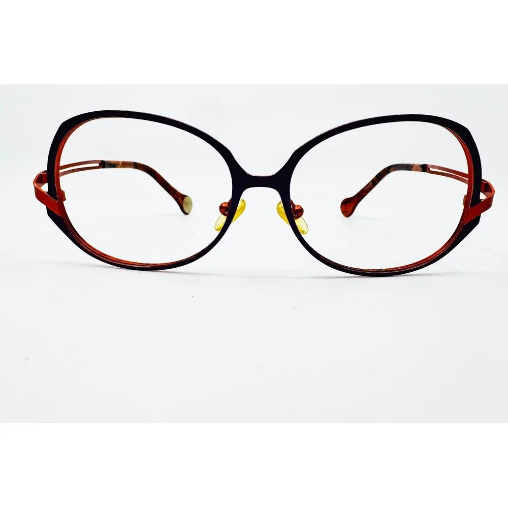 BOZ Eyeglasses Frames Womens Red Black Round Tortoise France 36477